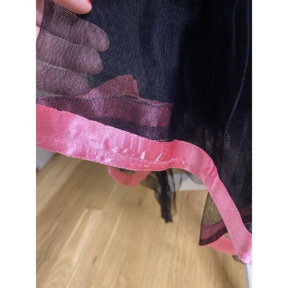 Vintage Cache Y2K 90s Black Mesh Pink Whimsigoth Fairy Asymmetrical Dress Sz 12 - Picture 9 of 10